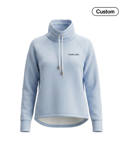 Custom Women Sweatshirt - Hi-Low Hem Cowl Neck - Personalized