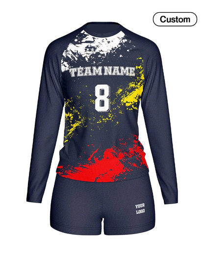 Custom Volleyball Uniform - Abstract Splatter Design - Personalized Kit