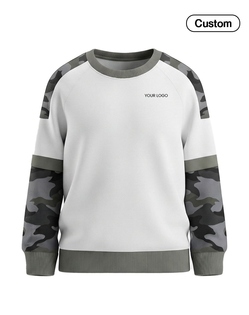 Custom Men Sweatshirt - Arctic Camo Sleeves - Personalized Pullover