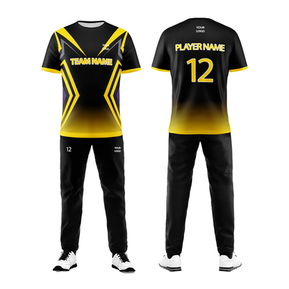 Custom Cricket Uniform - Vector Geometric Design - Personalized Teamwear