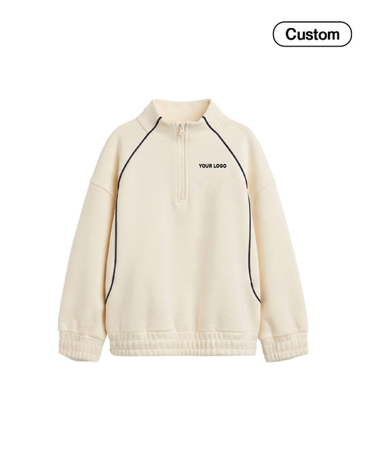 Custom Boys Sweatshirt - Quarter-Zip Cowl Neck - Personalized