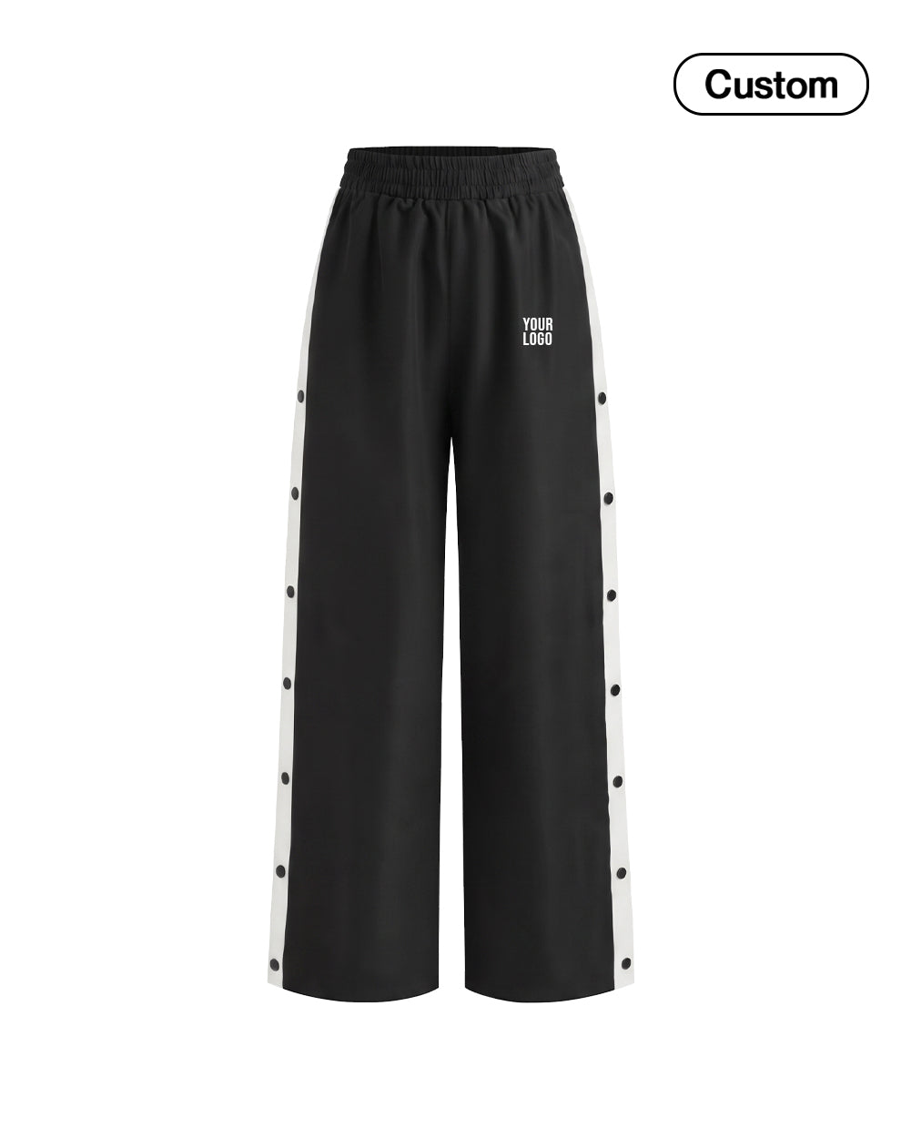 Custom Women Wide-Leg Trousers - Contrast Side Snaps - Personalized