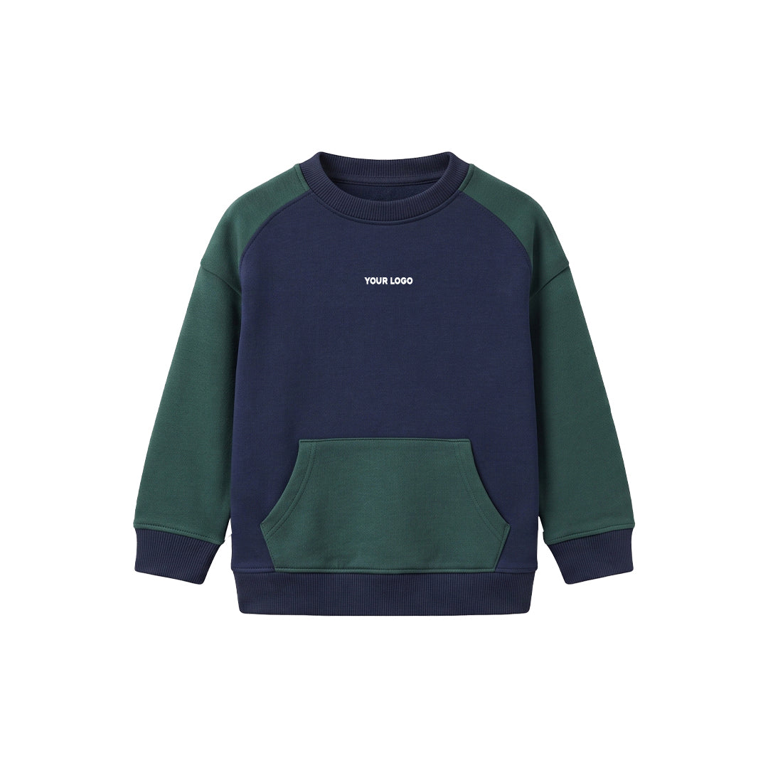 Custom Boys Sweatshirt - Colorblock Kangaroo Pocket - Personalized