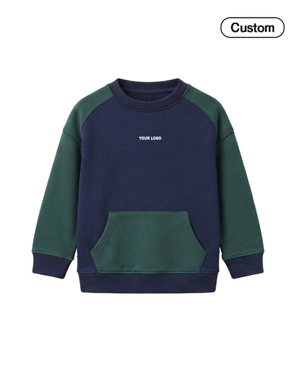 Custom Boys Sweatshirt - Colorblock Kangaroo Pocket - Personalized
