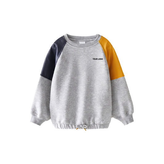 Custom Boys Sweatshirt - Contrast Raglan Cord Hem - Personalized