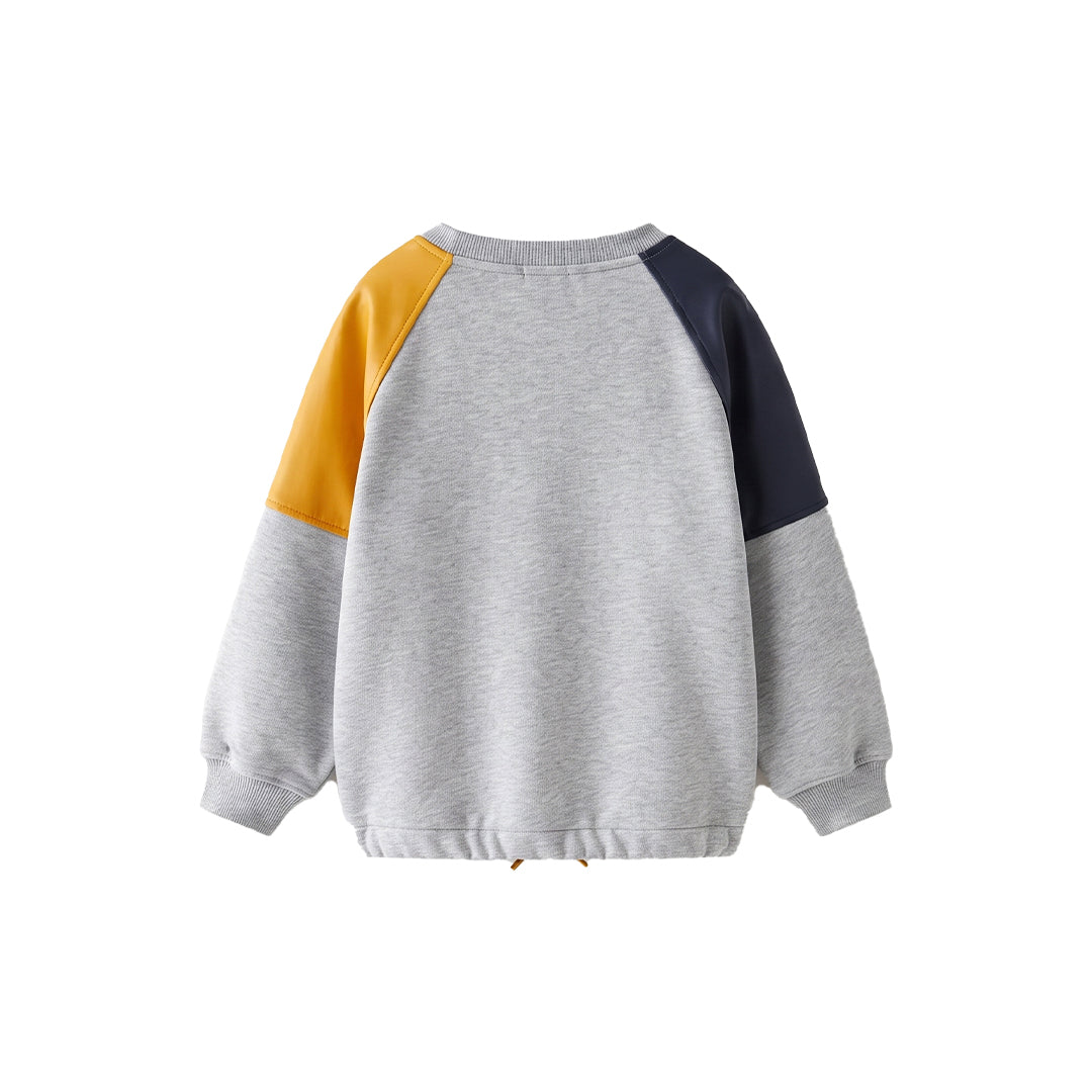 Custom Boys Sweatshirt - Contrast Raglan Cord Hem - Personalized