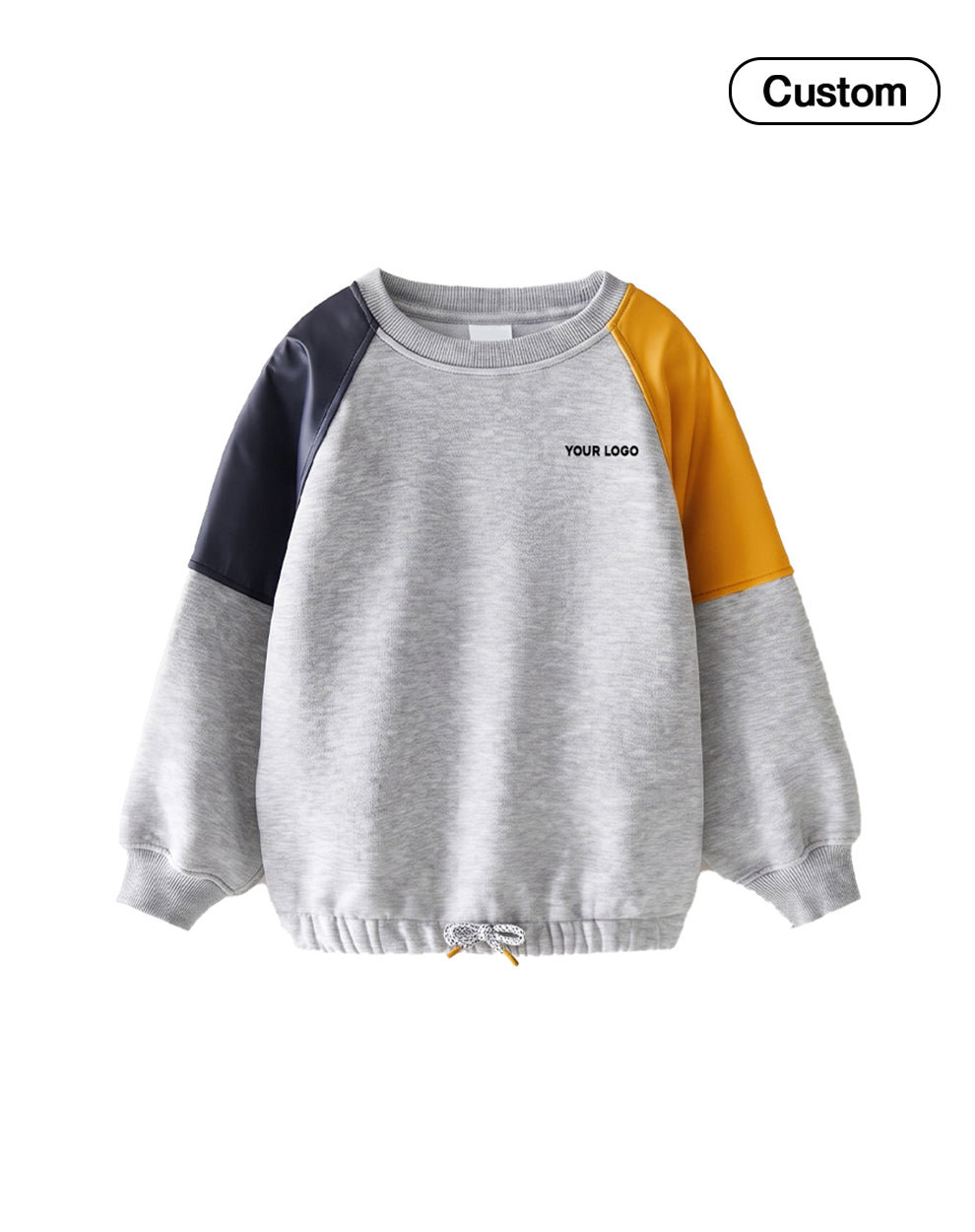 Custom Boys Sweatshirt - Contrast Raglan Cord Hem - Personalized