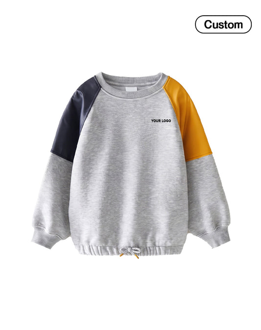 Custom Boys Sweatshirt - Contrast Raglan Cord Hem - Personalized