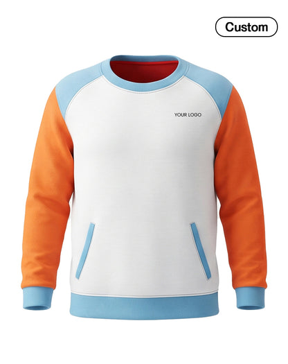Custom Men Sweatshirt - Contrast Raglan Sleeve Pocket - Personalized