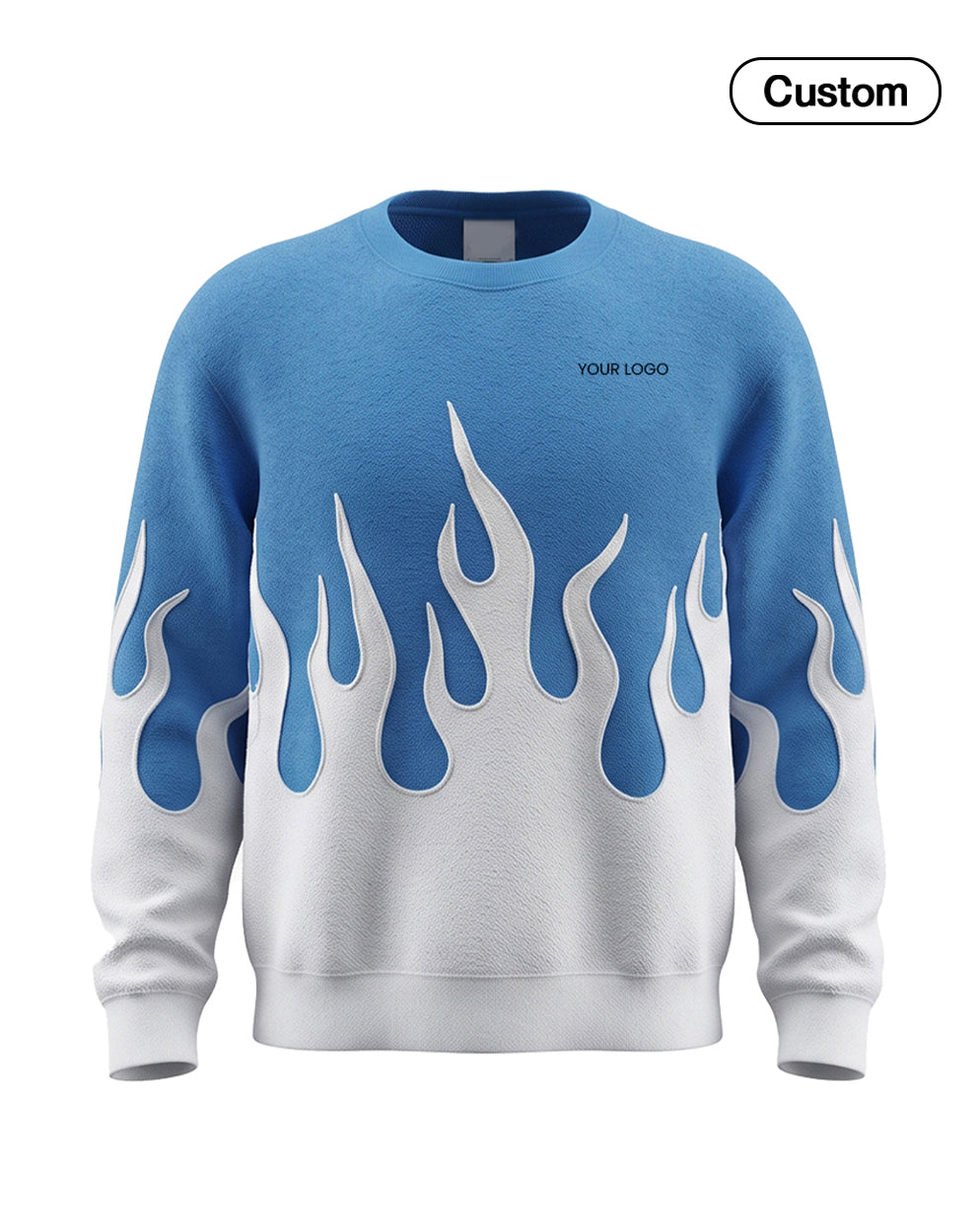 Custom Men Sweatshirt - Silver Flame Graphic - Personalized Crewneck