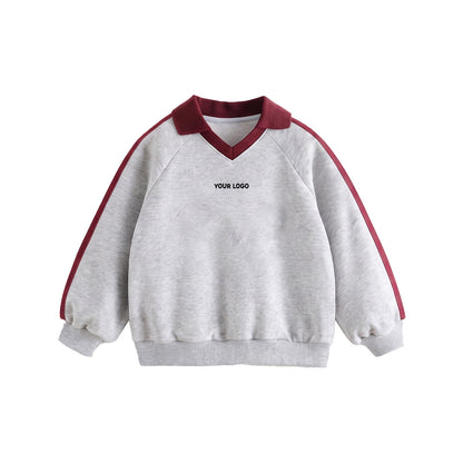 Custom Boys Sweatshirt - Polo Collar Side Stripe - Personalized
