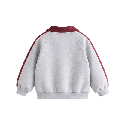 Custom Boys Sweatshirt - Polo Collar Side Stripe - Personalized