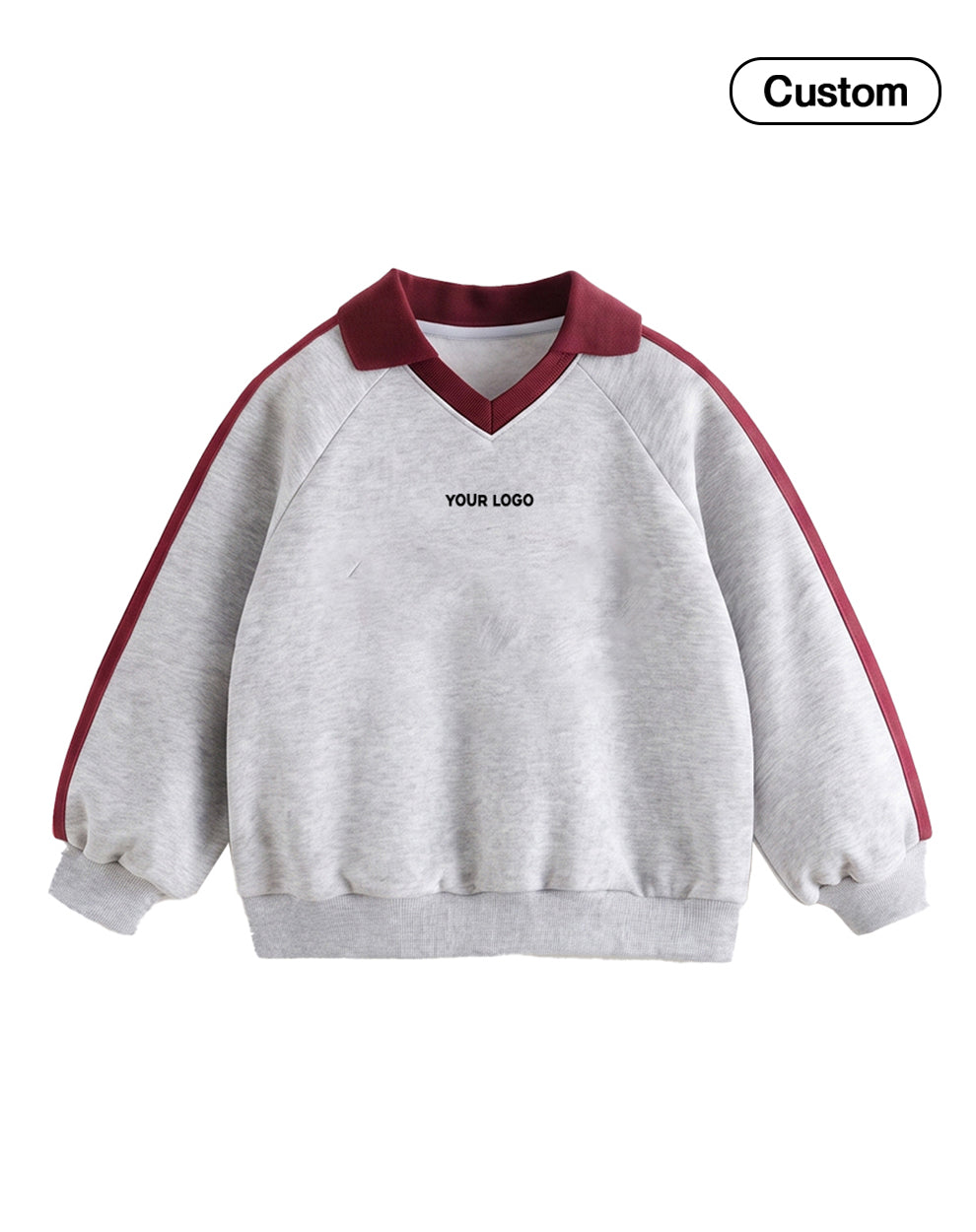 Custom Boys Sweatshirt - Polo Collar Side Stripe - Personalized