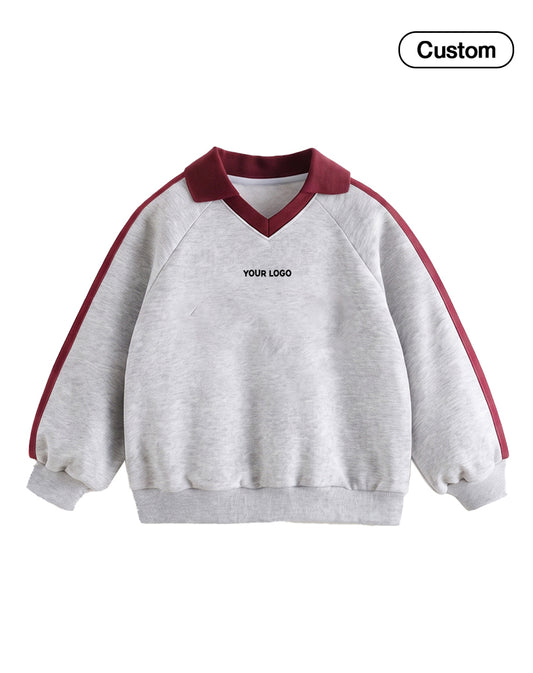Custom Boys Sweatshirt - Polo Collar Side Stripe - Personalized