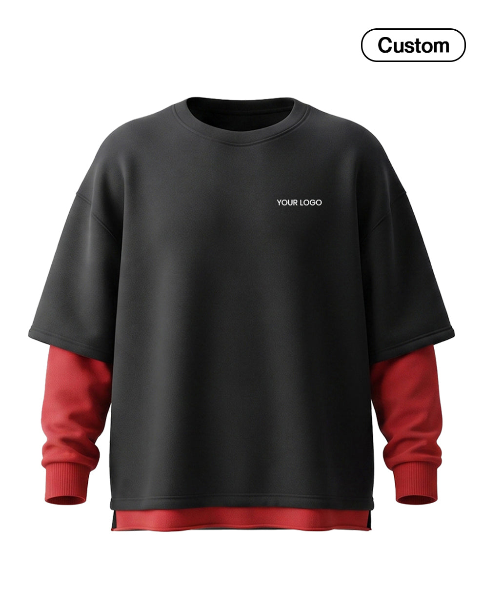 Custom Men Sweatshirt - Oversized Layered Look - Personalized Top