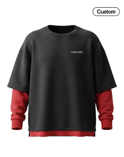 Custom Men Sweatshirt - Oversized Layered Look - Personalized Top