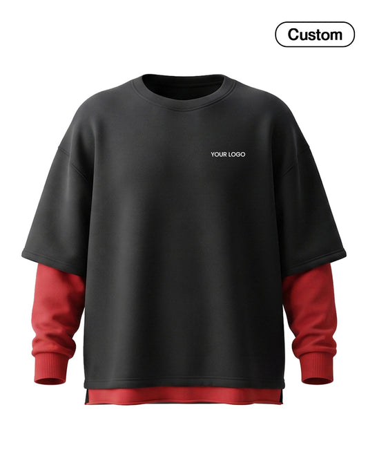 Custom Men Sweatshirt - Oversized Layered Look - Personalized Top
