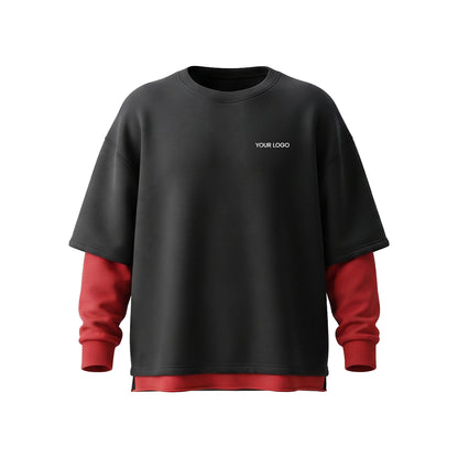 Custom Men Sweatshirt - Oversized Layered Look - Personalized Top