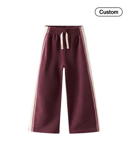 Custom Girls Wide Trouser - Cream Vertical Stripes - Personalized