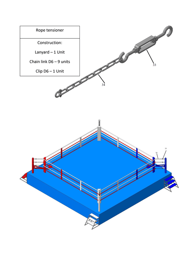 AIBA Approved Boxing Ring – RRP Model with High-Quality Steel Pipes and Wooden Platform