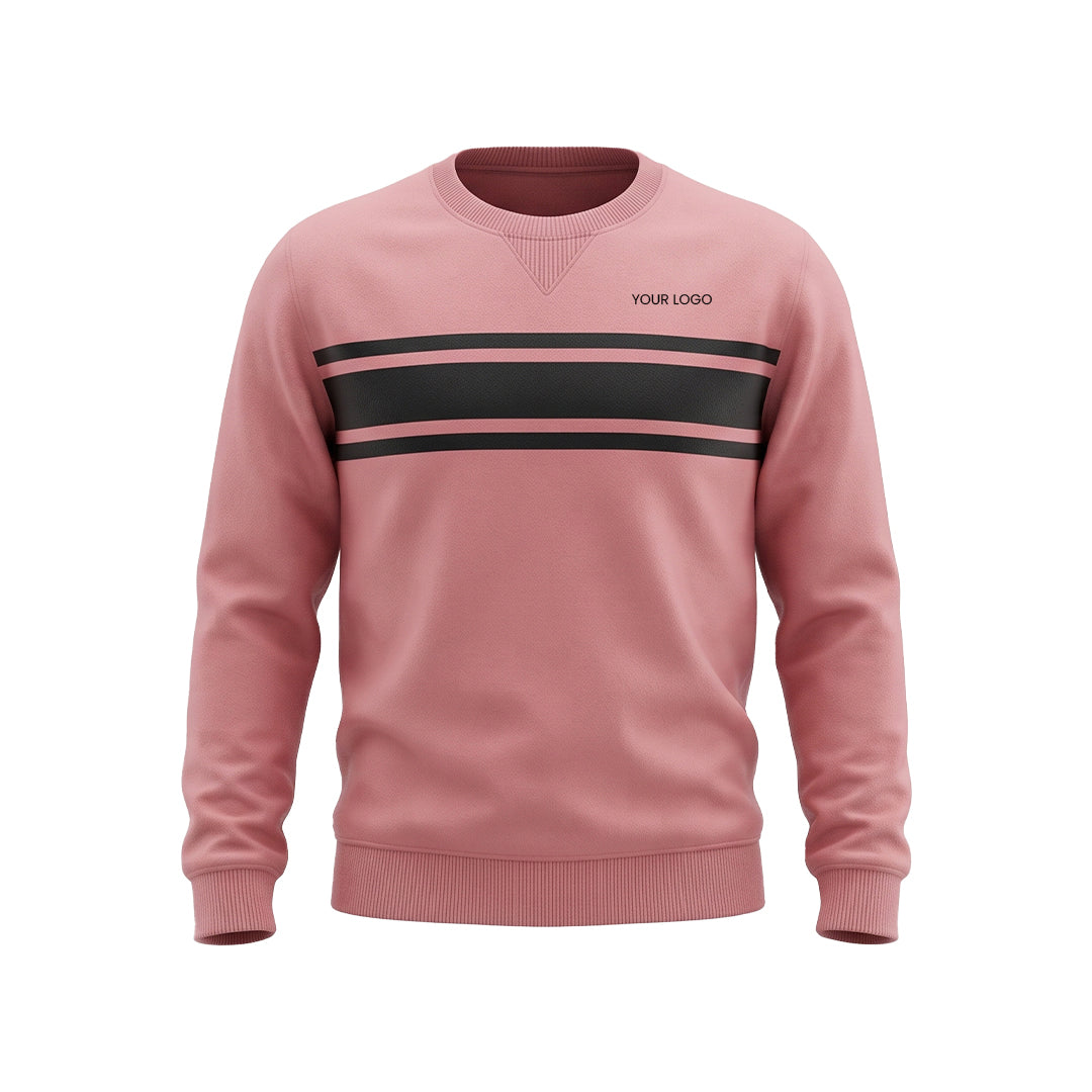 Custom Men Sweatshirt - Twin Stripe Panel - Personalized Crewneck
