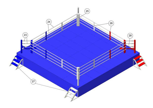 AIBA Approved Boxing Ring – RRP Model with High-Quality Steel Pipes and Wooden Platform