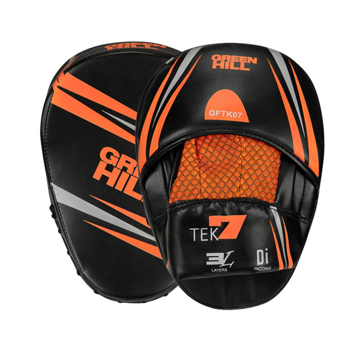TEK-7 Focus Mitts – Curved Design with GEL-X Shock Absorbent Padding in Artificial Leather